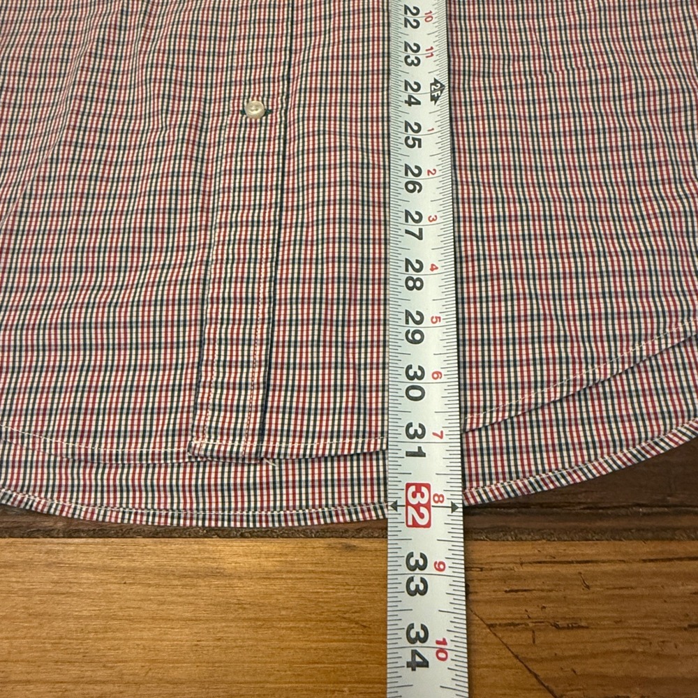 Tommy Hilfiger Mens XL Custom Fit Tattersall Check Shirt Red White Blue 80s 2Ply - Picture 6 of 8